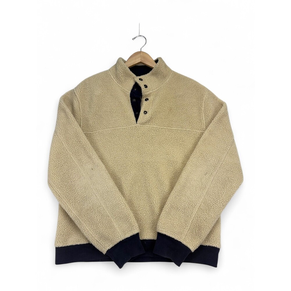 J.Crew Men's Sherpa Fleece Snap‎ Turtleneck Pullover M